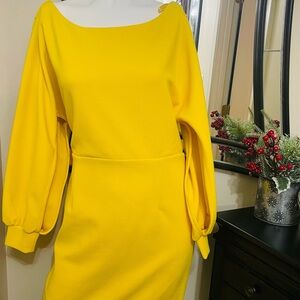 Gabrielle Union New York & Company Vibrant Yellow Long Sleeve Dress